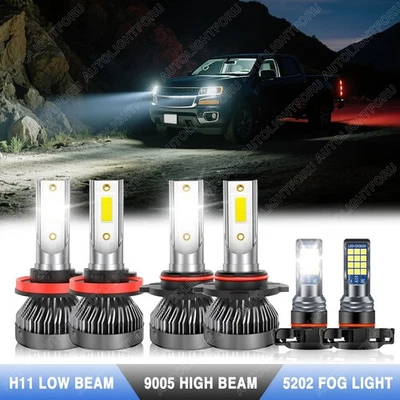 For Chevrolet Colorado 2015-2020 2021 2022 LED Headlight + Fog Light Bulbs Combo - Image 1 of 4