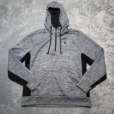 Spyder Sudadera con Capucha Para Hombre M Gris Negro Elástico Pullover Sudadera Ropa Activa Foto 1 de 4