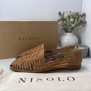 Sandalias de cuero Nisolo Huarache de cuero almendra para hombre 12,5 nuevas con etiquetas Anthropologie - Imagen 1 de 10