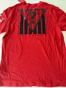 T-shirt uomo Guess manica corta scollo a V logo scritto rosso grafica cotone grande - Foto 1 di 4