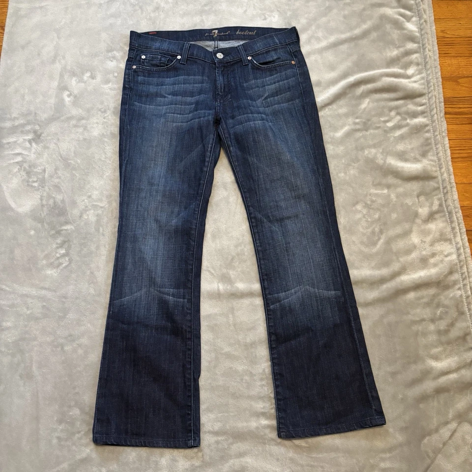 Pantalones de mezclilla Seven 7 For All Mankind para mujer Bootcut azul lavado oscuro talla 29x28 Foto 1 de 4