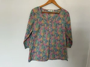 Seasalt Pendower Cove Top Size 14 Grey Swirls, Lightweight Cotton. - Picture 1 of 6