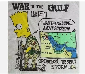 Bart Simpson War In The Guft White T-Shirt - Picture 1 of 6