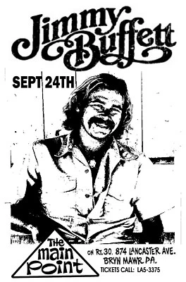JIMMY BUFFETT Concert Poster  1974 The Main Point Bryn Mawr PA GIG POSTER - Image 1 of 3