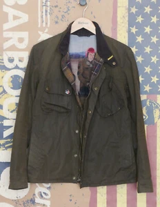 £249 Mens rare Barbour Steve McQueen 9665 olive green wax jacket Small - Picture 1 of 11