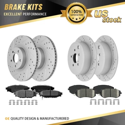 Front Rear Drilled Disc Rotors & Ceramic Brake Pads for 2011-2014 Subaru Impreza - Image 1 of 4