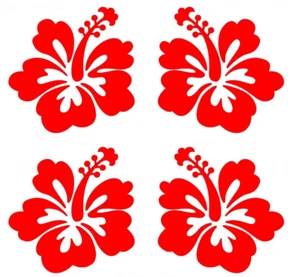Hibiscus 4 Pack, Hawaiian Flower Red 3" Vinyl Decals Car Truck Window Laptop - Picture 1 of 1
