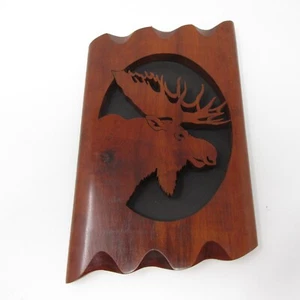 Rustic Wood Moose Head Silhouette Wall Plaque Cabin Lodge Decor Cut Out Vintage - Imagen 1 de 6