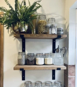 Scaffold Board Wall Shelf Handcrafted Rustic Wooden Shelves Brackets +2 Brackets - Picture 1 of 16