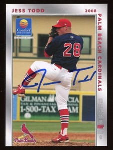 2006 Palm Beach Cardinals JESS TODD Signed Card autograph AUTO RC
