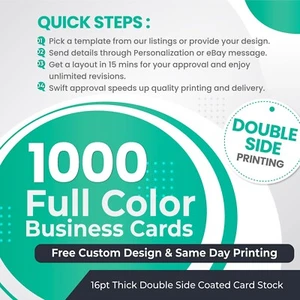 1000 Full Color Business Cards Printing FREE Custom DESIGN 2 Side Print 16pt - Bild 1 von 13