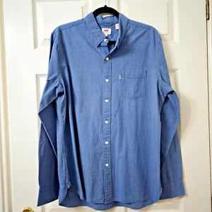 Levis Mens Shirt Size L Blue Stripe Long Sleeve - Picture 1 of 8