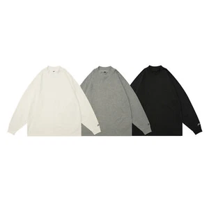 Men New Autumn Half Turtleneck Embroidered Long Sleeve Hoodie - Picture 1 of 20