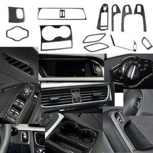 For Audi A4 B8 2008-15 13pc Carbon Fiber Interior Accessories Set Kit Cover Trim - Picture 1 of 7