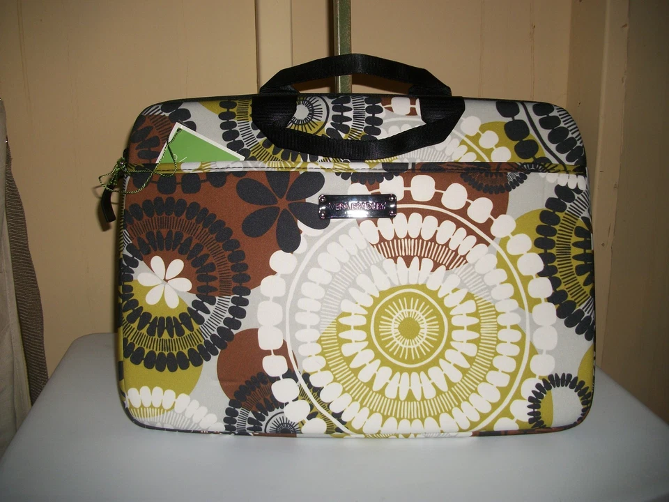 Estojo para laptop Vera Bradley neoprene musgo cacau novo com etiquetas marrom - Imagem 1 de 1