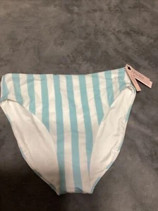 Victoria Secret Cintura Alta Cobertura Completa Fondo de Natación Nuevo Mediano Azul Rayas - Imagen 1 de 2