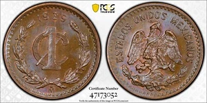 1939 Mo Mexico 1 Centavo PCGS MS66 BN Blue and Purple Toning 4007 - Picture 1 of 7
