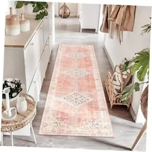 2x6 Runner Rug, Long Rugs for Hallway Entryway Laundry Room Bathroom 2'x6' Pink - Picture 1 of 7