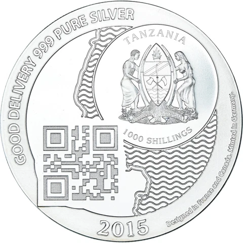 [#1153502] Coin, Tanzania, Zanzibar, 1000 Shillings, 1 Vera Silver Oz, 2015, MS Cover