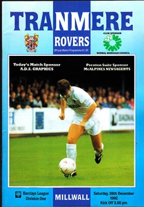 Tranmere Rovers V Millwall 1992/93 26-12-1992 División 1 - Imagen 1 de 1
