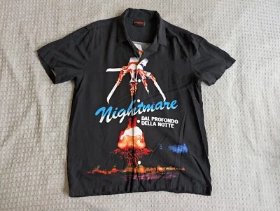 Nightmare on Elm Street Shirt Adult Medium Black Italian Poster Camp Collar - Image 1 of 4