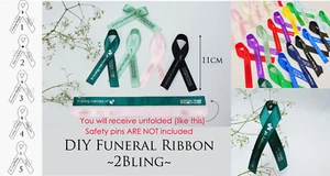 20 pcs DIY Custom Print AWARENESS Funeral memorial RIBBON SATIN bomboniere tags - Picture 1 of 9