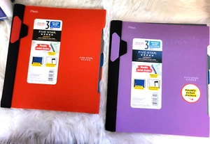 New Five Star Advance Mead 3 Subject Notebook College 6 Pocket Lot of 2 - Picture 1 of 13