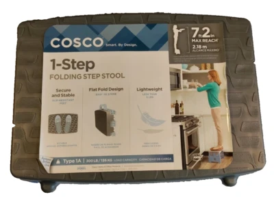 Cosco One-Step Folding Step Stool, 7'2" reach Blue and Grey New With Sticker - Image 1 of 4