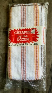 (12) NUEVO Paños de cocina de algodón vintage Kmart marrón dorado a rayas WAFFLE WEAVE NUEVOS DE STOCK - Imagen 1 de 4