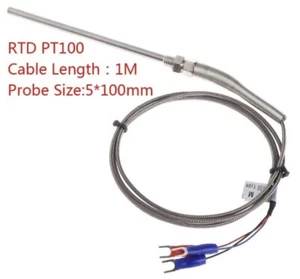 PT100 100mm M8 Widerstand Fühler Fühler Edelstahl Temperatur Thermoelement - Bild 1 von 5