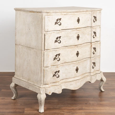 ​​​​​​​Antique Large White Painted Baroque Chest of 4 Drawers, circa 1790-1810 Cover