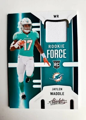 JAYLEN WADDLE JERSEY RC 2021 PANINI ABSOLUTE ROOKIE FORCE #RF-JWA DOLPHINS - Image 1 of 2