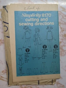 Vintage 1977 UNCUT Simplicity 8170 pattern Nightgown Pajamas Children - Picture 1 of 2