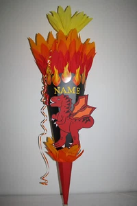 XXL Schultüte, Zuckertüte, Drache, Flammen, Feuerdrache, Neu &Handarbeit - Bild 1 von 6