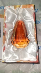 Simon Designs Crystal Pear Paper Weight faceted amber yellow orange 4.5"T 3"D - Picture 1 of 10
