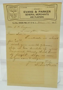 1918 Brief Evans & Parker Gen Merchants an Mississippi Farmer Mosby Moseby CORN - Bild 1 von 4