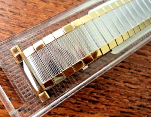NEW! XL Speidel AQUARIUS  2-Tone Silver-Gold Expanding Watch Band 16-21 mm - Picture 1 of 4