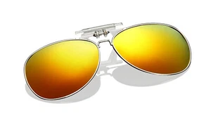 Clip on Flip up Sunglasses Over Reading Glasses Polarized Orange Lens - Picture 1 of 4