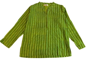 Fabindia Women’s  Lime Green Geometric Pattern Long sleeve Top M - Picture 1 of 10