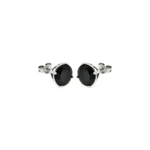 OHRSTECKER MIT SCHWARZEN LABORAKZENTEN / 925 STERLING SILBER / 4 MM DURCHMESSER  - Bild 1 von 2