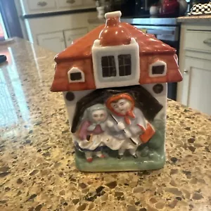 Vintage Staffordshire House Girl Figure Candy Container Match Holder England - Picture 1 of 13