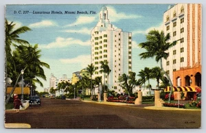 Tarjeta postal vintage de lino Art Deco de Miami Beach Florida de lujo - Imagen 1 de 2