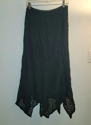 Vtg  White Stag Womens Sz M Black Lace Maxi Skirt Fully Lined Witchy Whimsigoth  - Image 1 of 4