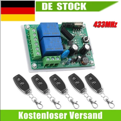 433MHz Funk Universal Garagentor Handsender 5X Fernbedienung +Empfänger AC 220V - Bild 1 von 4
