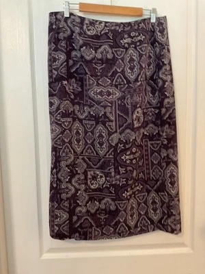 Falda de seda Talbots Petites púrpura estampado cachemir forrada carrera talla 16-B34 Foto 1 de 4