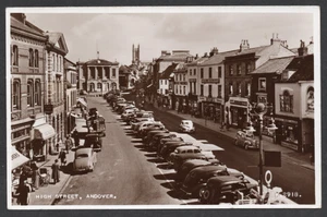 Postcard Andover Hampshire motor cars shops High Street RP - Picture 1 of 2