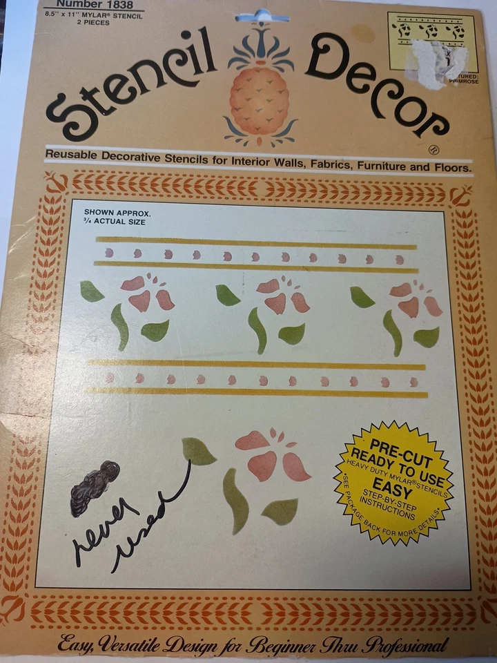 Plaid Enterprises Stencil Decor Mylar and Stencil Instructions 1838 PRIMROSE I10 - Image 1 of 1