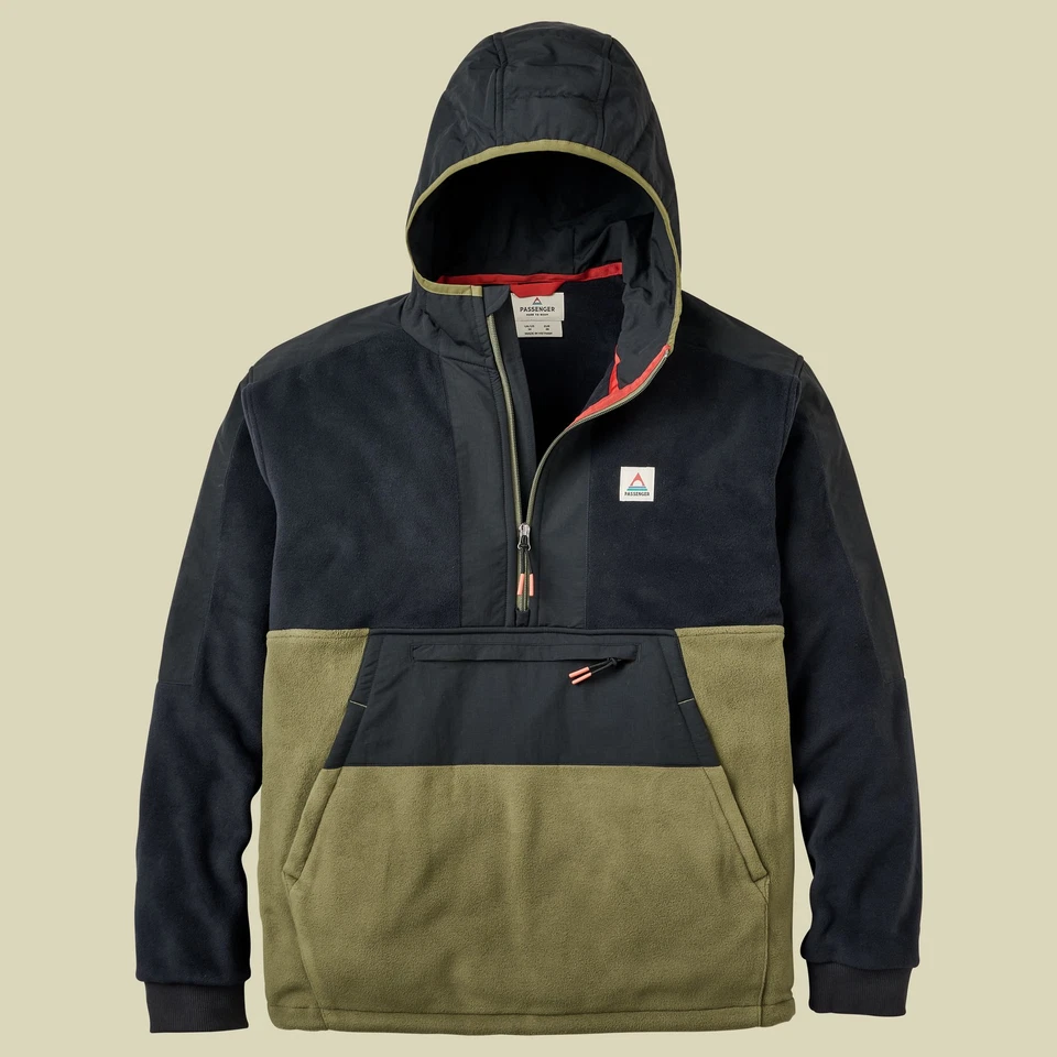 Passenger Woodland Hooded 1/2 Zip Recycled Polar Fleece Fleece-Kapuzenpullover H