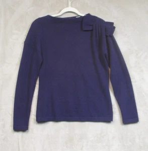 Saks Fifth Avenue 100% Cashmere Sweater Size Medium Purple with Shoulder Bow - Picture 1 of 7