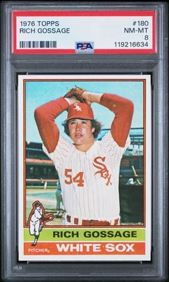 1976 TOPPS #180 RICH "GOOSE" GOSSAGE NM-MINT PSA 8 (NEARLY PERFECT CENTERING!) - Image 1 of 2